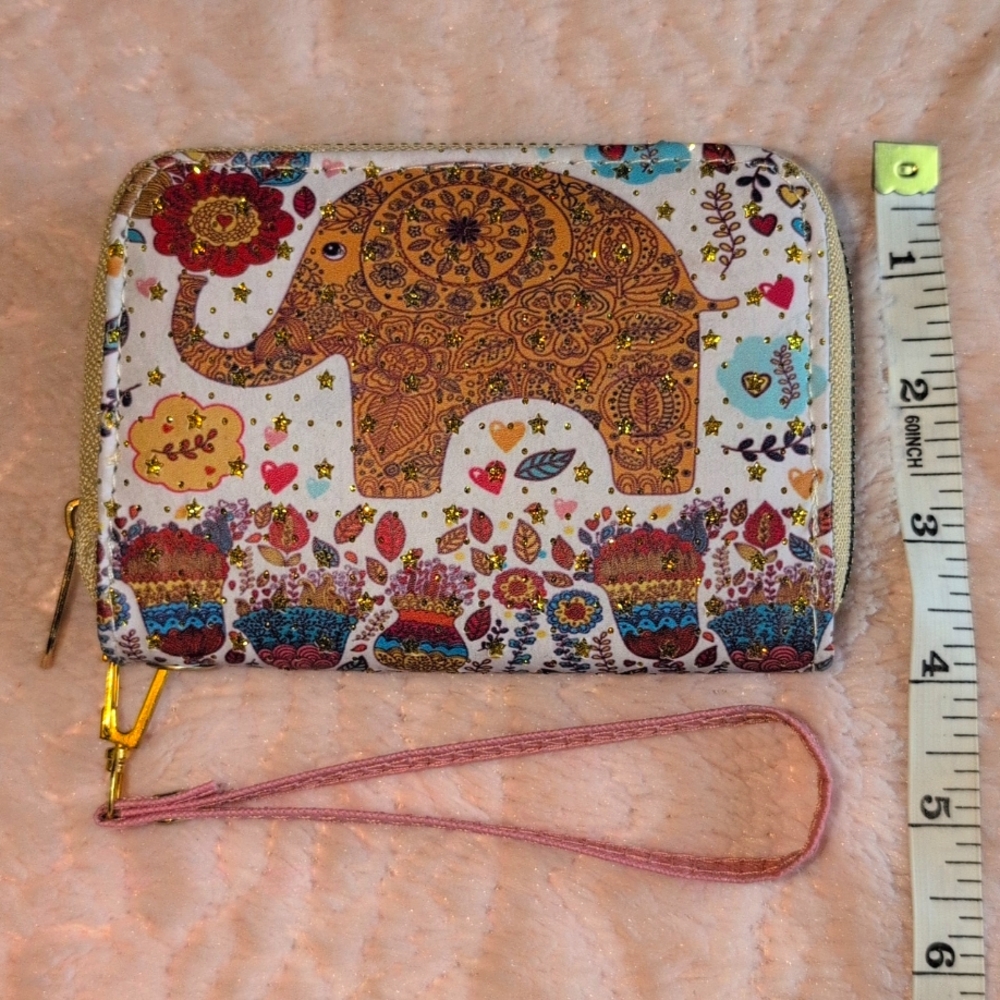 BNWOT Colorful Elephant Wallet/Coin Purse with Wrist Strap - Picture 5 of 6